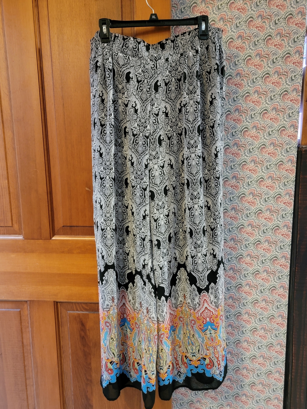 Cato Plus Size 18/20W Boho Paisley Border Print Wide Leg Palazzo Pants